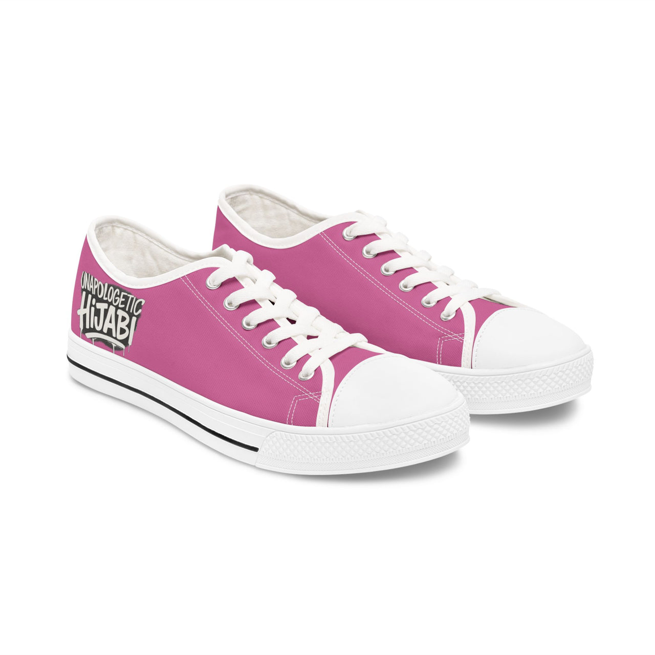 Pink Low Top Sneakers — "Unapologetic Hijabi" Classic Women's Canvas Trainers