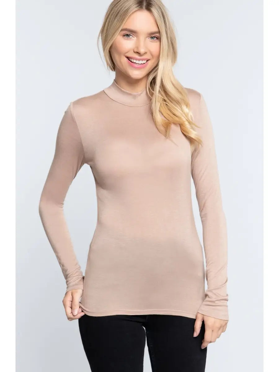 Mock Neck Fitted Rayon Jersey Top – Sleek, Soft & Modest - Modestly Vogue 