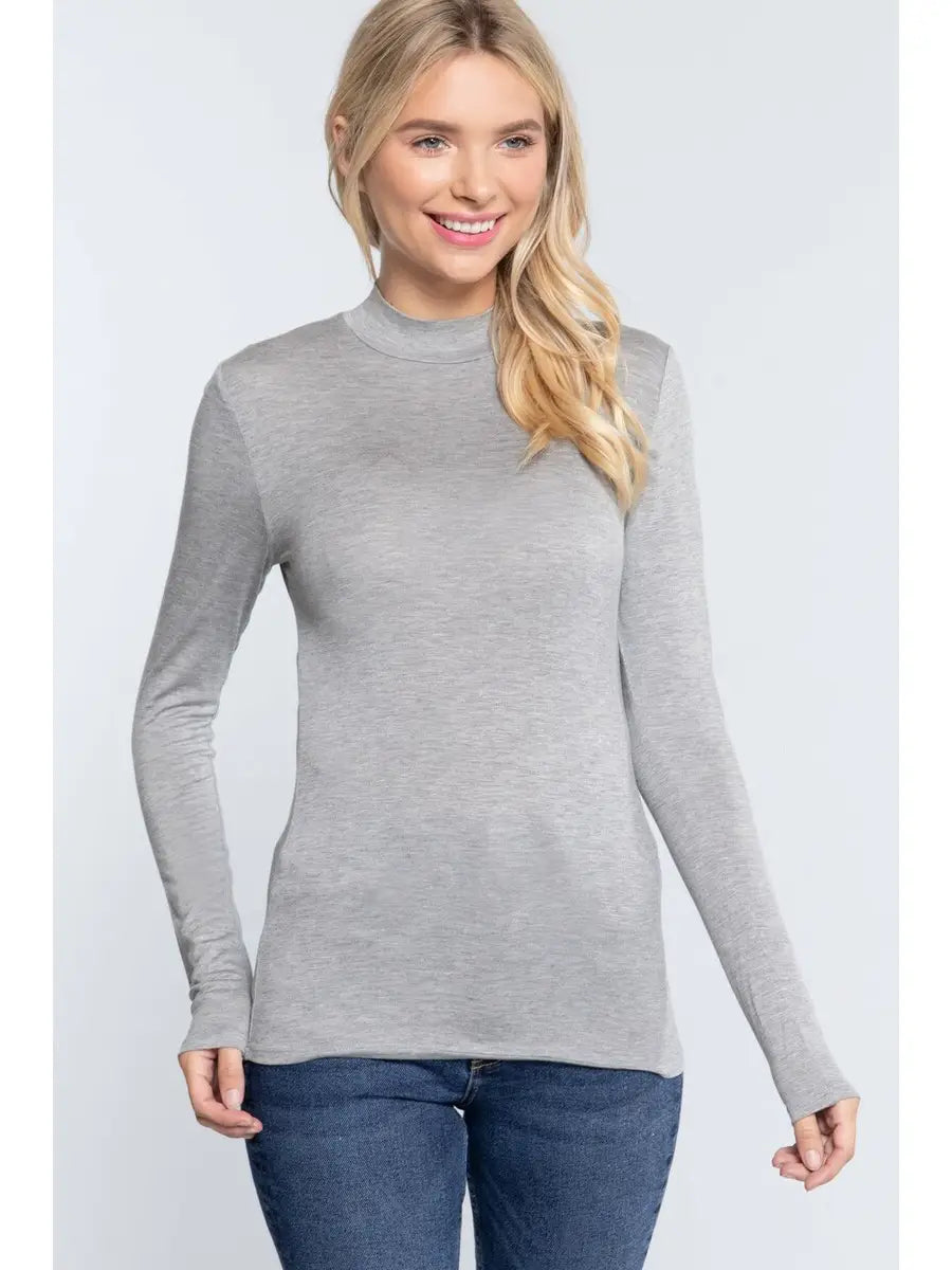 Mock Neck Fitted Rayon Jersey Top – Sleek, Soft & Modest - Modestly Vogue 