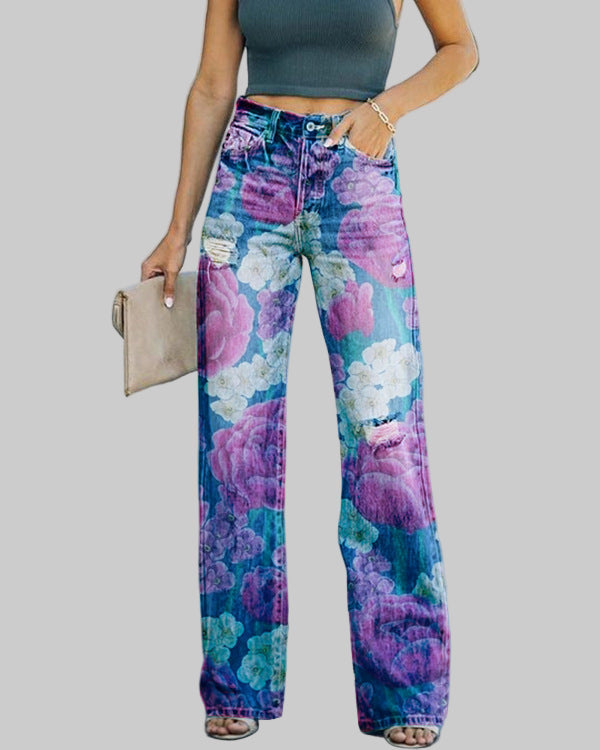 Women's Diagonal Cloth Printed Jeans - Modestly Vogue 