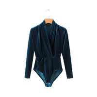 Retro cross V-neck velvet one-piece women