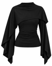 Women Dark High Grade Cape Sleeve Women Autumn Winter Niche Top