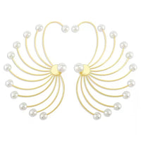 Women's Exaggerated Fan-shaped Artificial Pearl Earrings