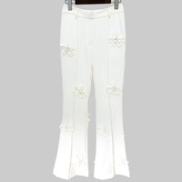 Fashion Heavy Industry 3D Flower Decoration Trousers Suit Pants