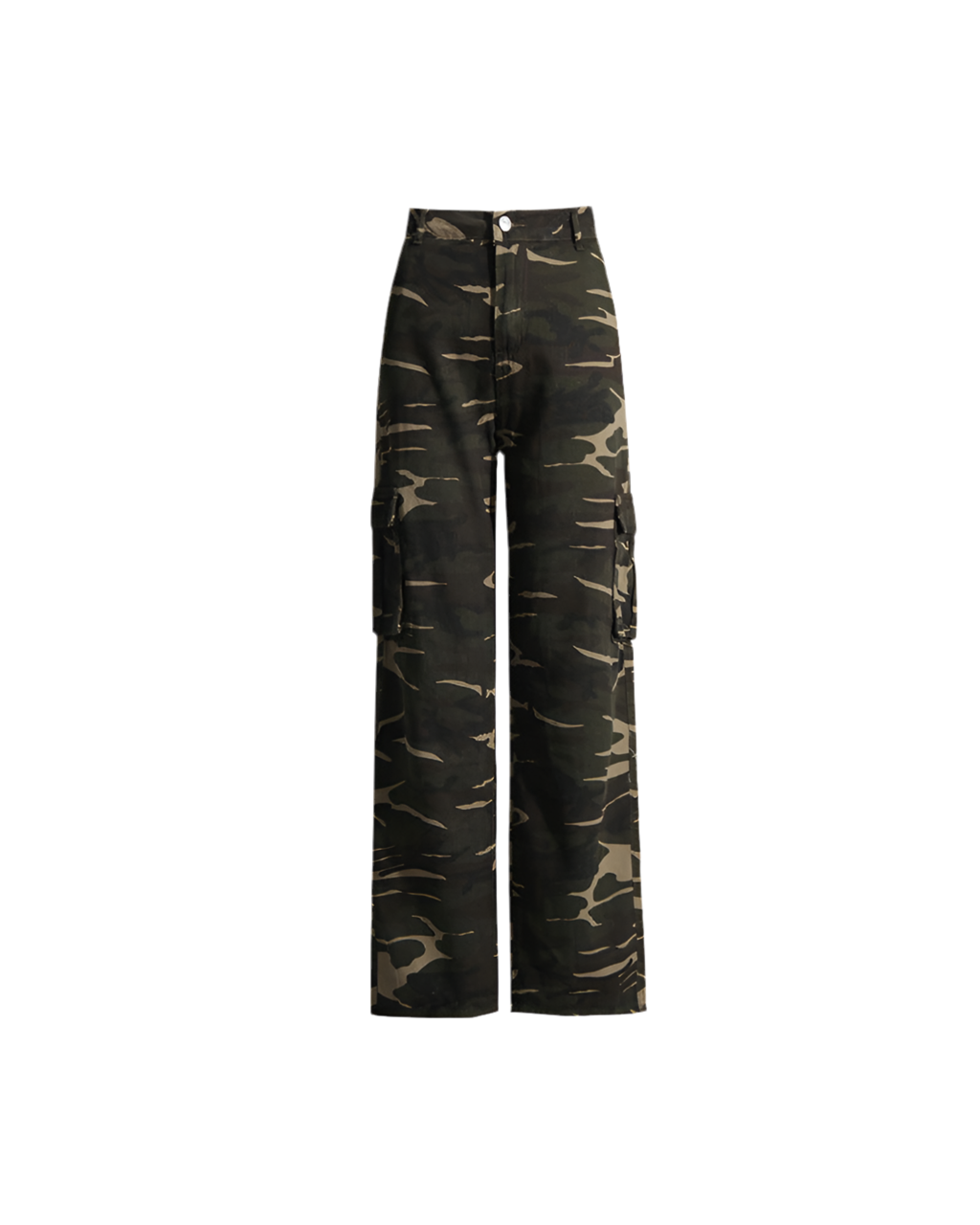 Earthtone High Street Retro Denim Camouflage Pants - Multi Pocket Workwear for Women
