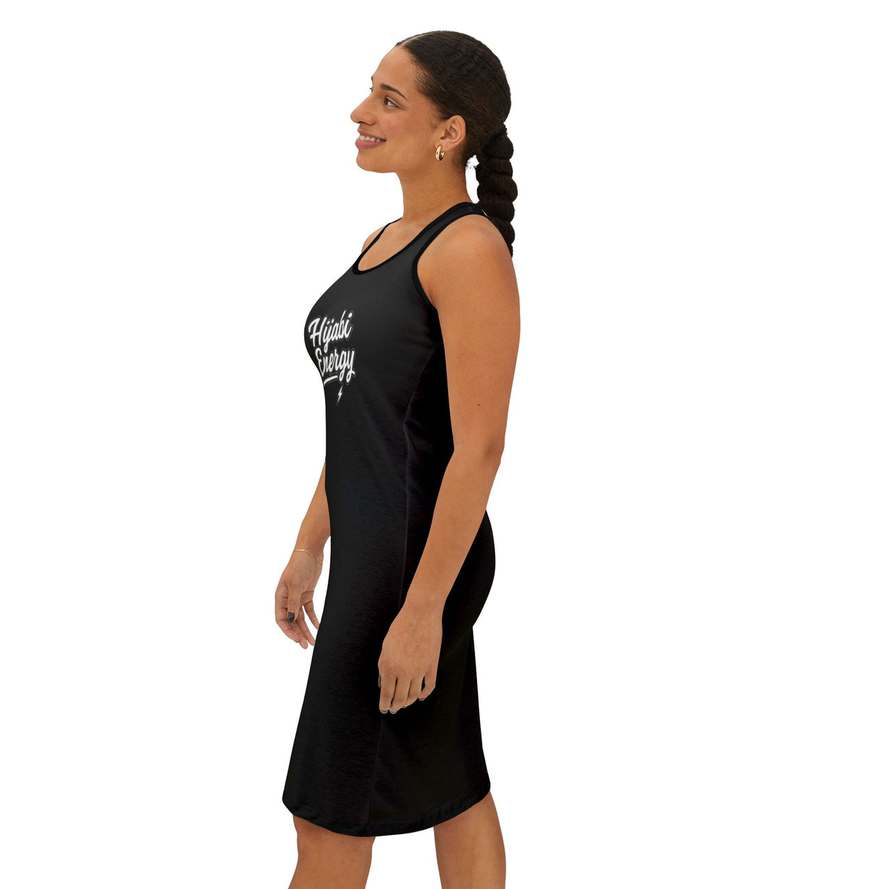 Black Racerback Layering Athletic Dress — Hijabi Energy Minimal Script - Modestly Vogue 