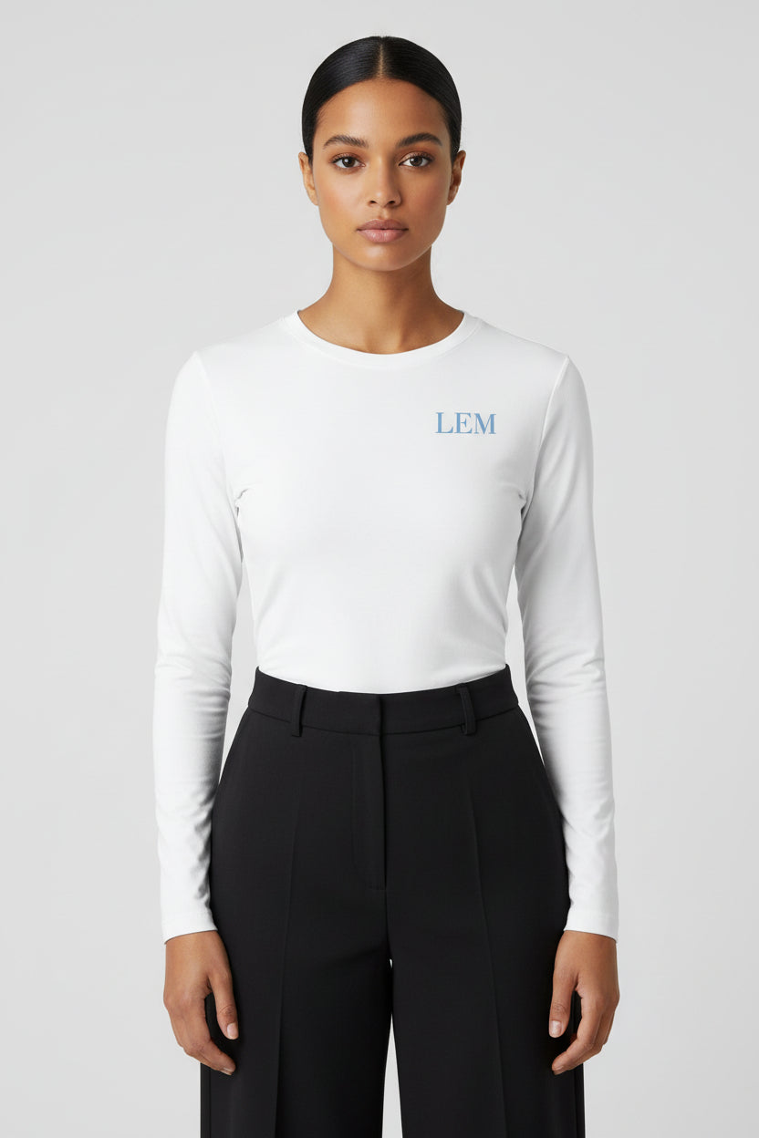 'LEM' Essential Edit Long Sleeve Tee | Blue Mist - Modestly Vogue 