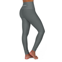 High-Waisted Yoga Leggings — LIFT EVERY MOMENT Logo Pants Dk Gray