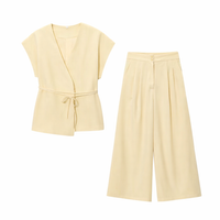 Women's Sleeveless Top & Wide Leg Pants Two Piece Set - Modestly Vogue 