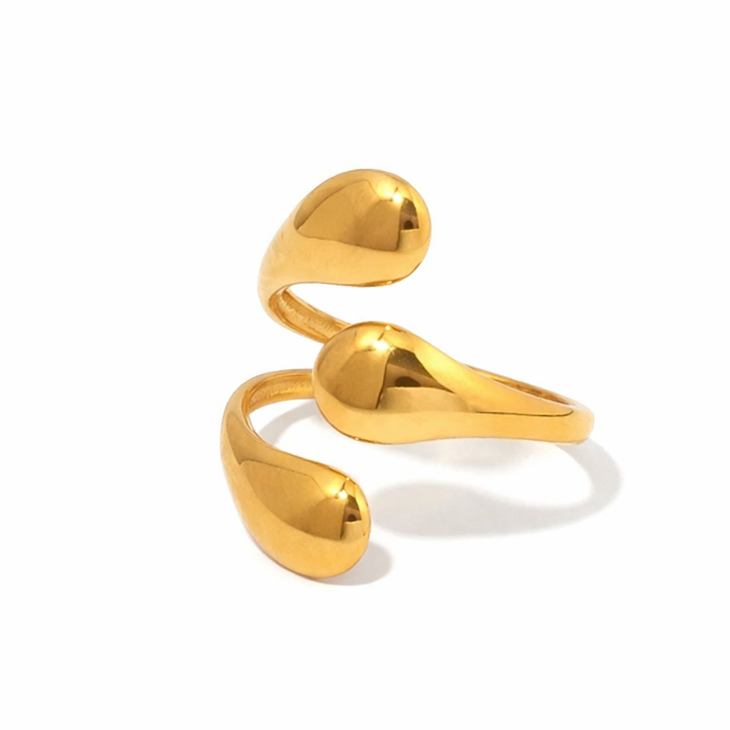 Gold Plated 18K Gold Geometric Waterproof Non Tarnish Open Rings - Modestly Vogue 