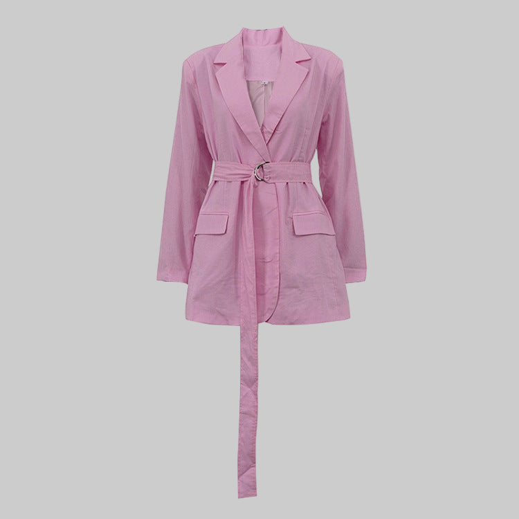 Cotton Cardigan Short Dress with Polo Collar & Lace-up Shirt Style - Modestly Vogue 