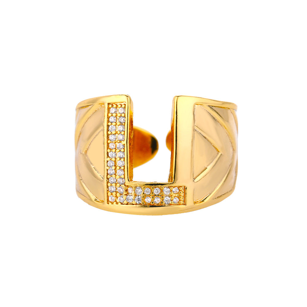Personalized Gold Stone Initial Ring | Modestly Vogue - Modestly Vogue 