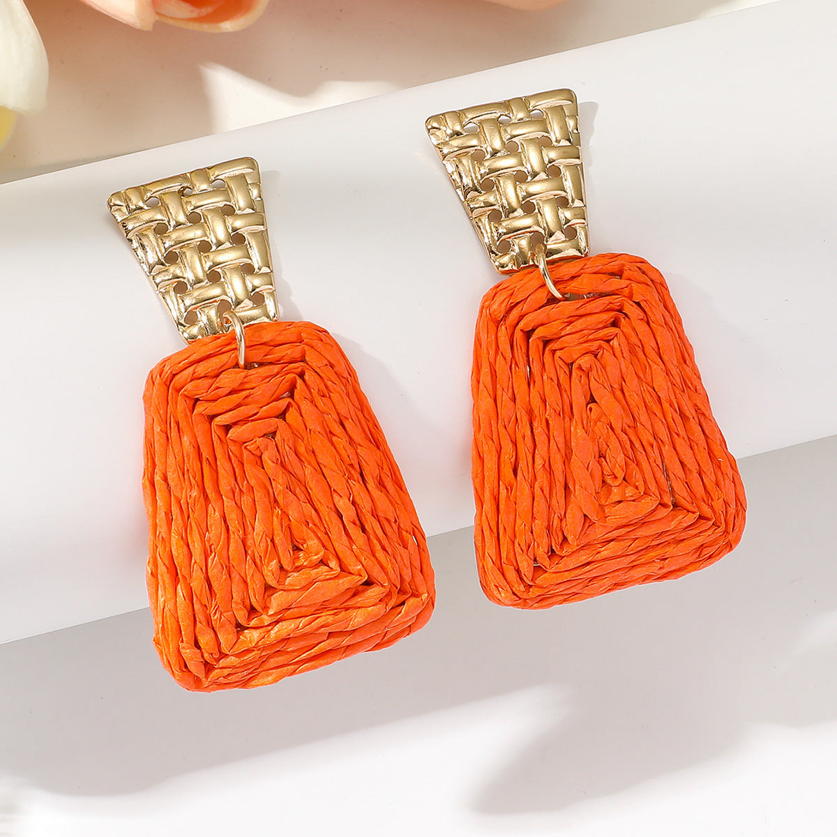 Raffia Earrings Women's Fashion Trapezoidal Alloy - Modestly Vogue 