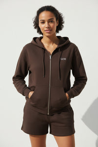 LEM Espresso Full-Zip Hoodie - Modestly Vogue 