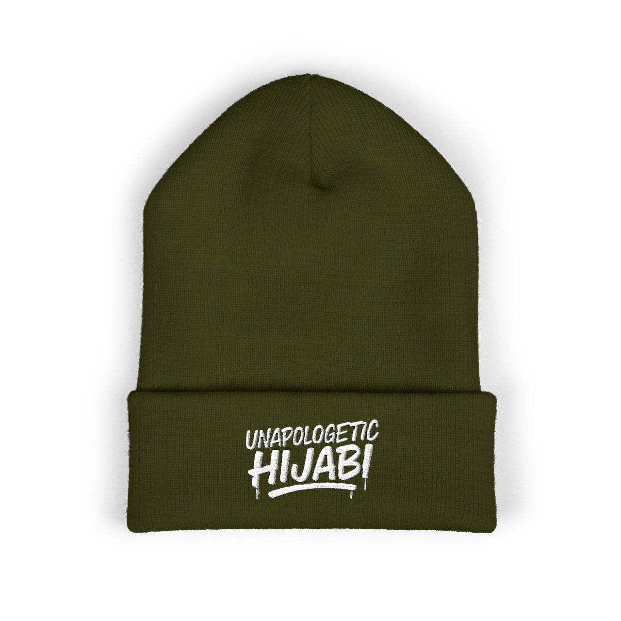 Unapologetic Hijabi Embroidered Beanie — Classic Cuffed Winter Hat
