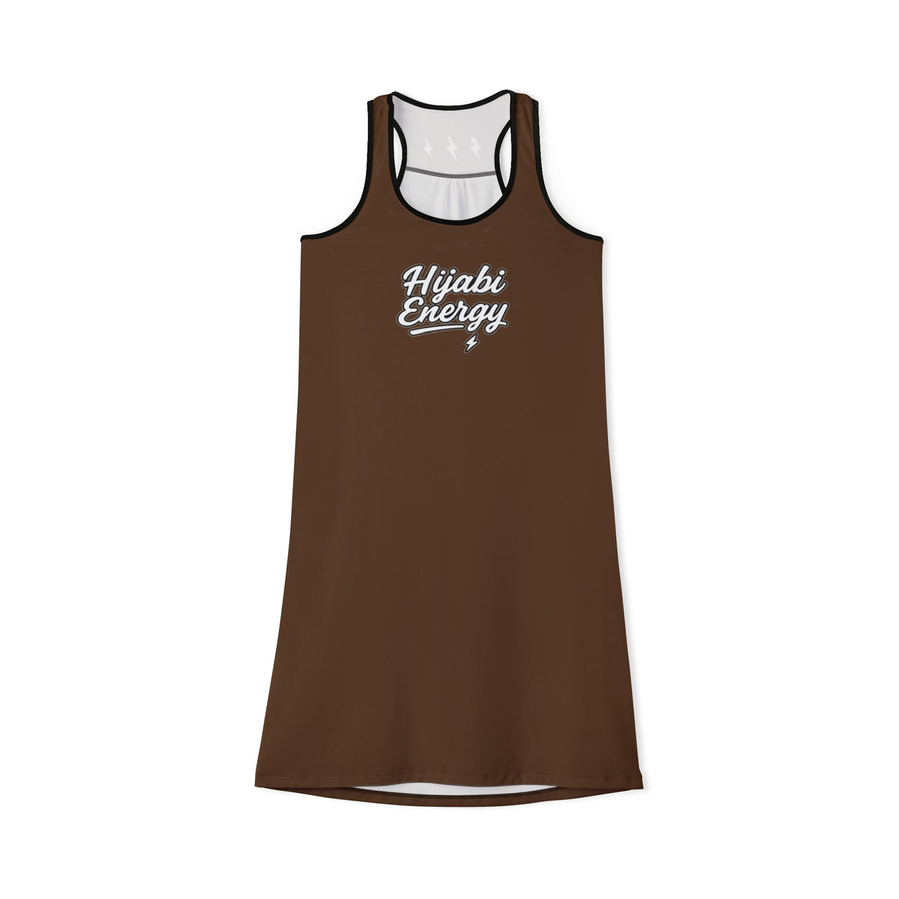 Brown Racerback Layering Athletic Dress — Hijabi Energy Minimal Script