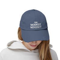 Unisex Distressed Cap – Modest Mindset Inspirational Hat for Everyday Style