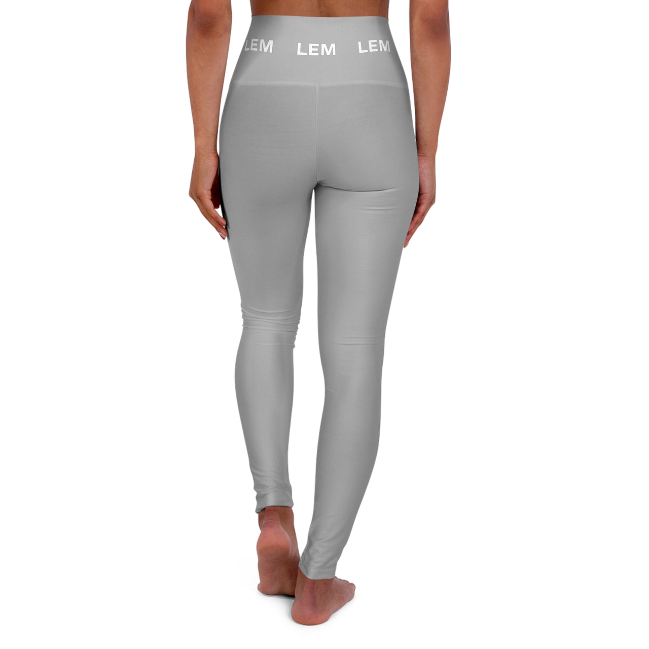 LEM Grey Logo On High-Waisted Yoga Leggings