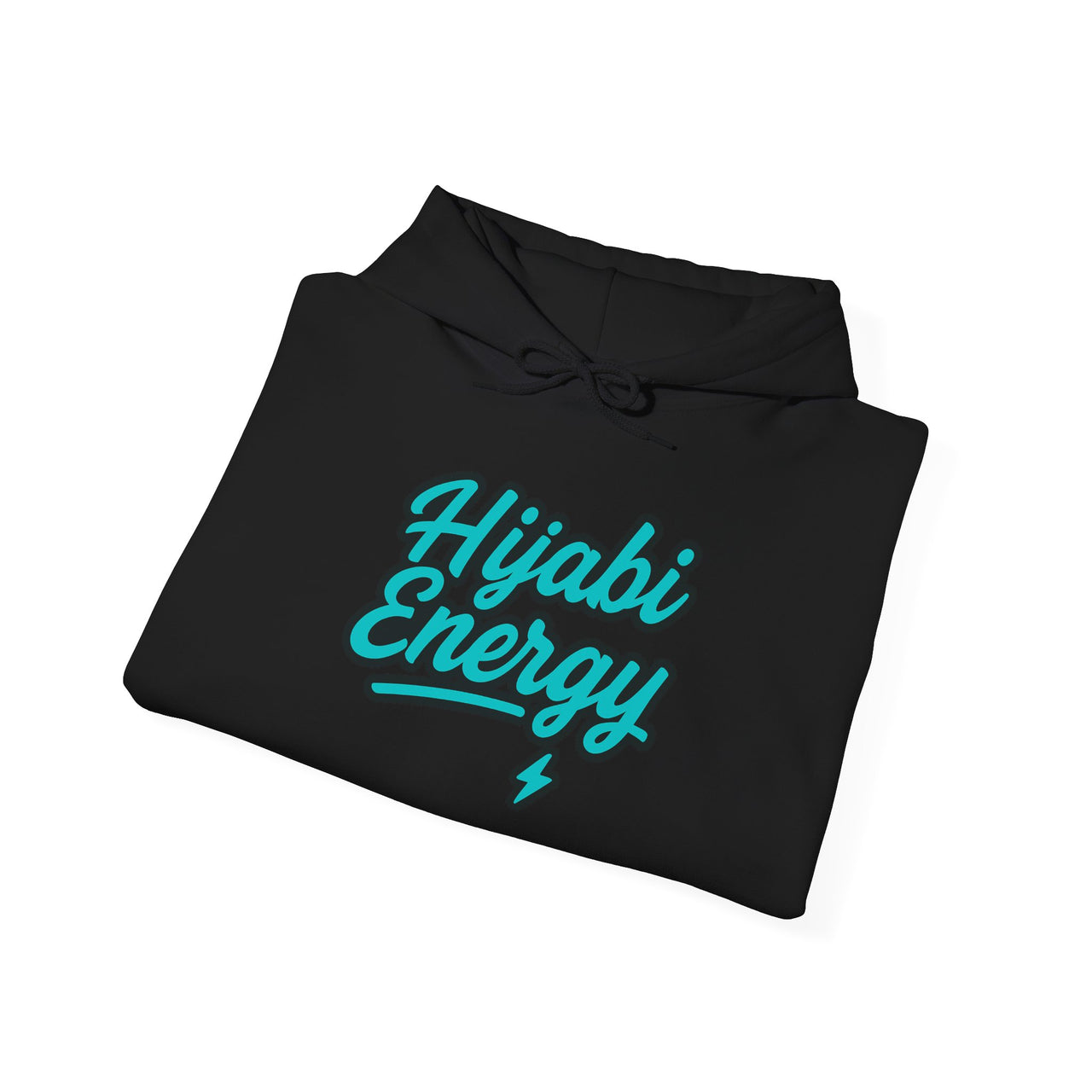 Hijabi Energy™  Hoodie — Bold Gold Script Hooded Sweatshirt