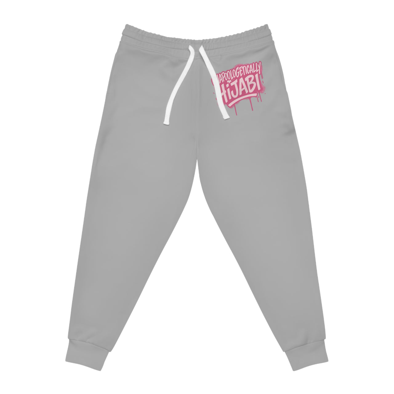 Athletic Joggers — Grey "Unapologetically Hijabi" Graphic Streetwear Sweatpants