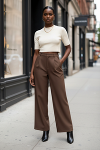 High-Waisted Wide Leg Pants - Modestly Vogue 