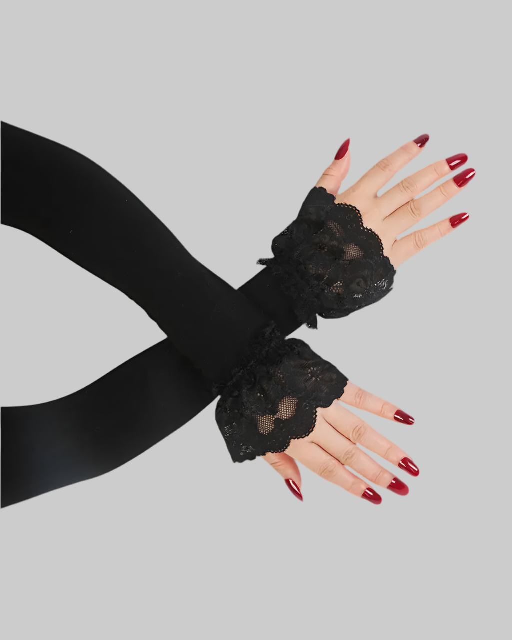Ruffle Lace Arm Sleeve Driving Gloves – Decorative Sun Protection - Modestly Vogue 