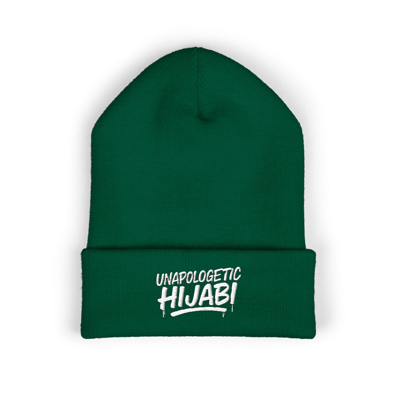 Unapologetic Hijabi Embroidered Beanie — Classic Cuffed Winter Hat