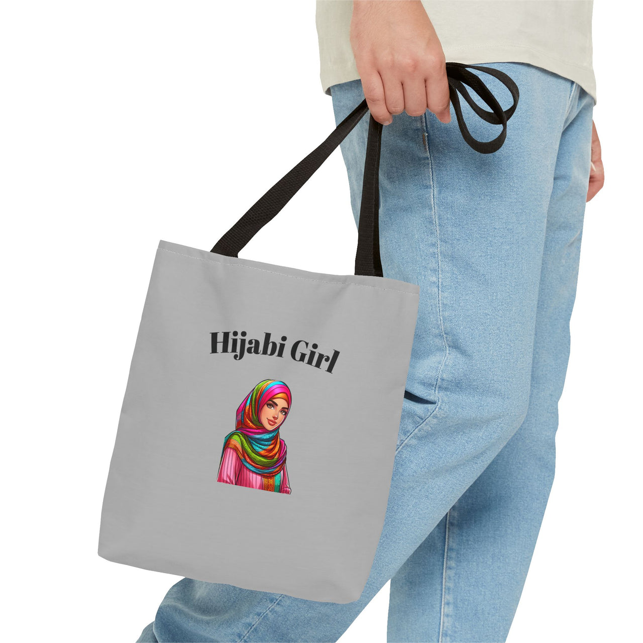 Colorful Hijabi Girl Tote Bag - Stylish and Functional for Every Occasion Grey - Modestly Vogue 