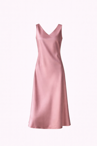 Women’s Sleeveless Satin Halter Midi Dress – Summer Style - Modestly Vogue 