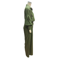 Autumn Solid Color Long Sleeved Shirt Wide Leg Pants Cotton Linen Two Piece Sets - Modestly Vogue 