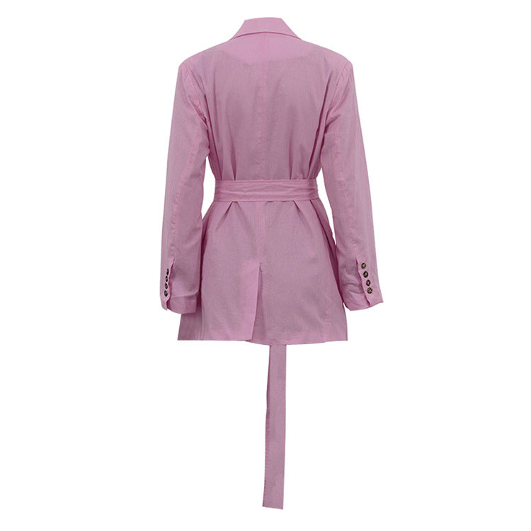 Cotton Cardigan Short Dress with Polo Collar & Lace-up Shirt Style - Modestly Vogue 