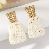 Raffia Earrings Women's Fashion Trapezoidal Alloy - Modestly Vogue 