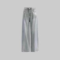 Women’s Hot Silver Baggy Jeans – Vintage Metallic Denim Pants