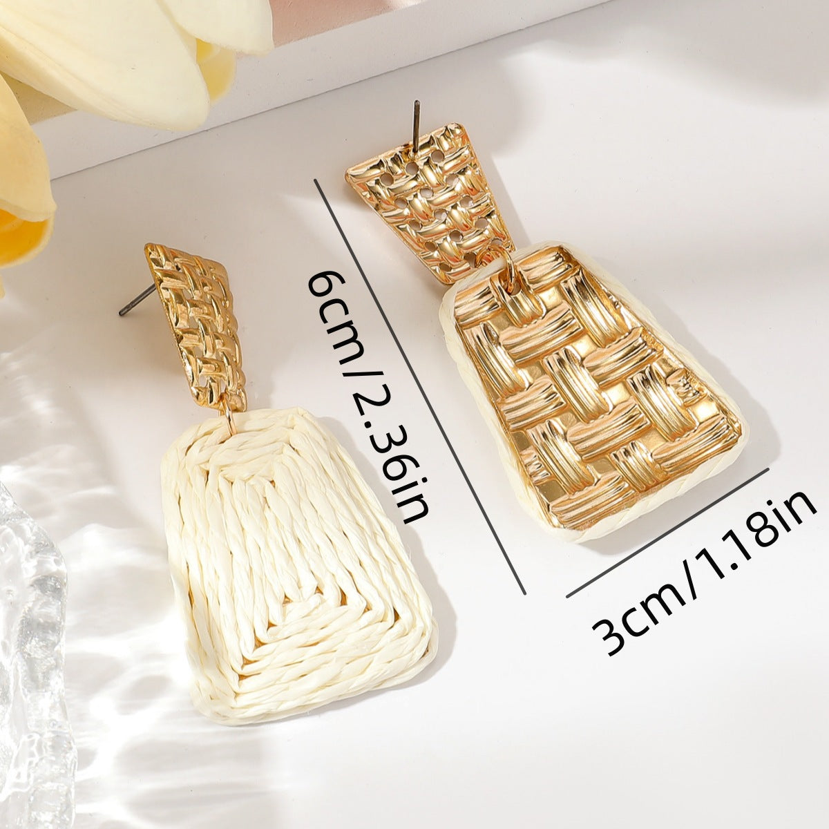 Raffia Earrings Women's Fashion Trapezoidal Alloy - Modestly Vogue 