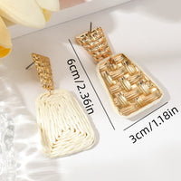 Raffia Earrings Women's Fashion Trapezoidal Alloy - Modestly Vogue 