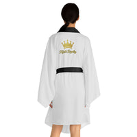Hijabi Royalty™ Luxe Contrast Edition Kimono Robe – Luxury Spa Long Sleeve Robe with Crown Logo