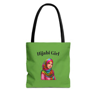 Colorful Hijabi Girl Tote Bag - Stylish and Functional for Every Occasion GREEN - Modestly Vogue 