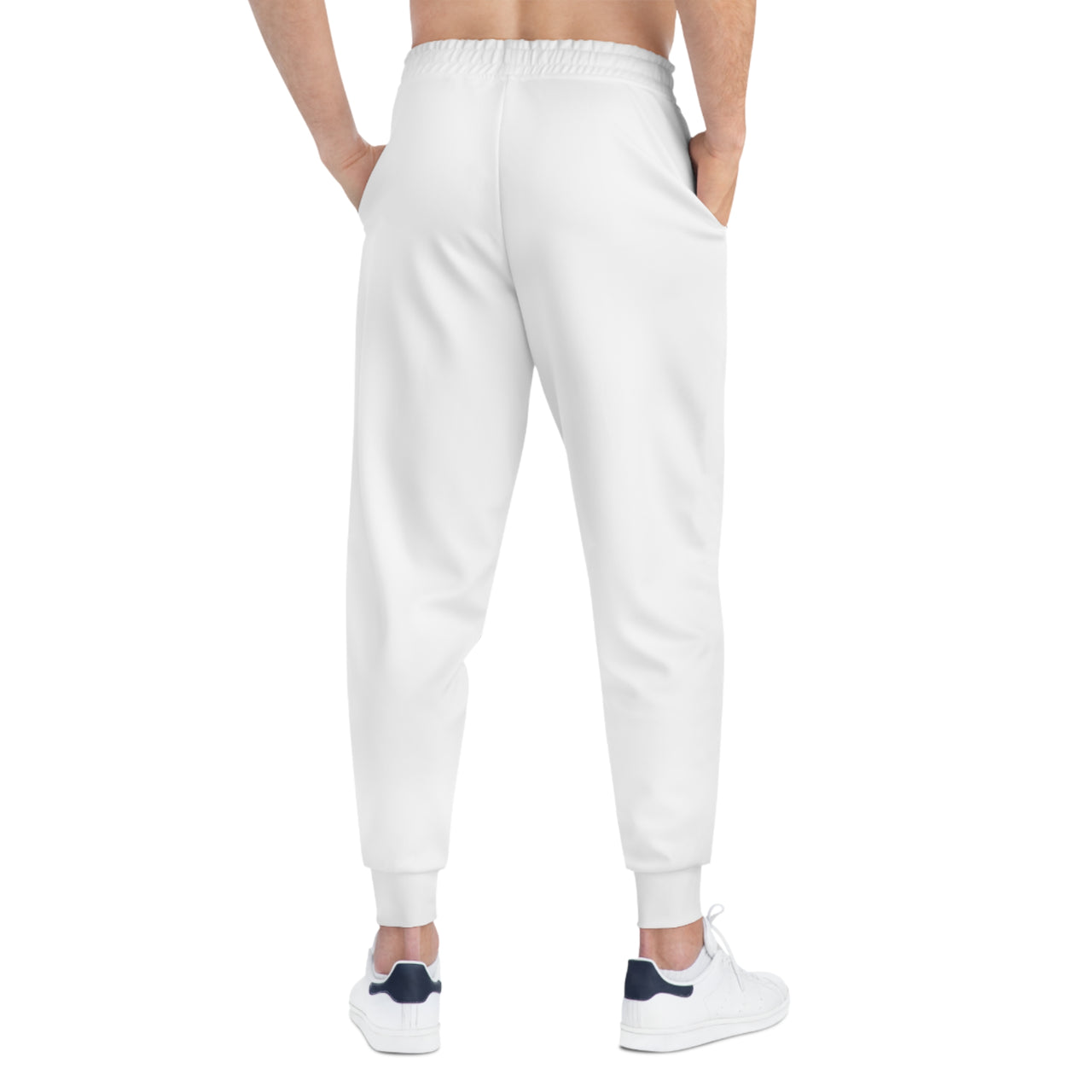 Athletic Joggers — White "Hijabi Energy" Graphic Streetwear Sweatpants