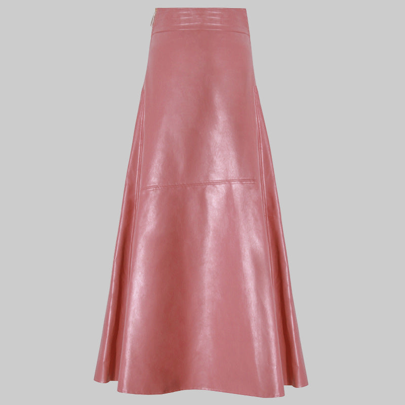 Retro High Waist PU Leather Fishtail Skirt for Women – Long & Chic