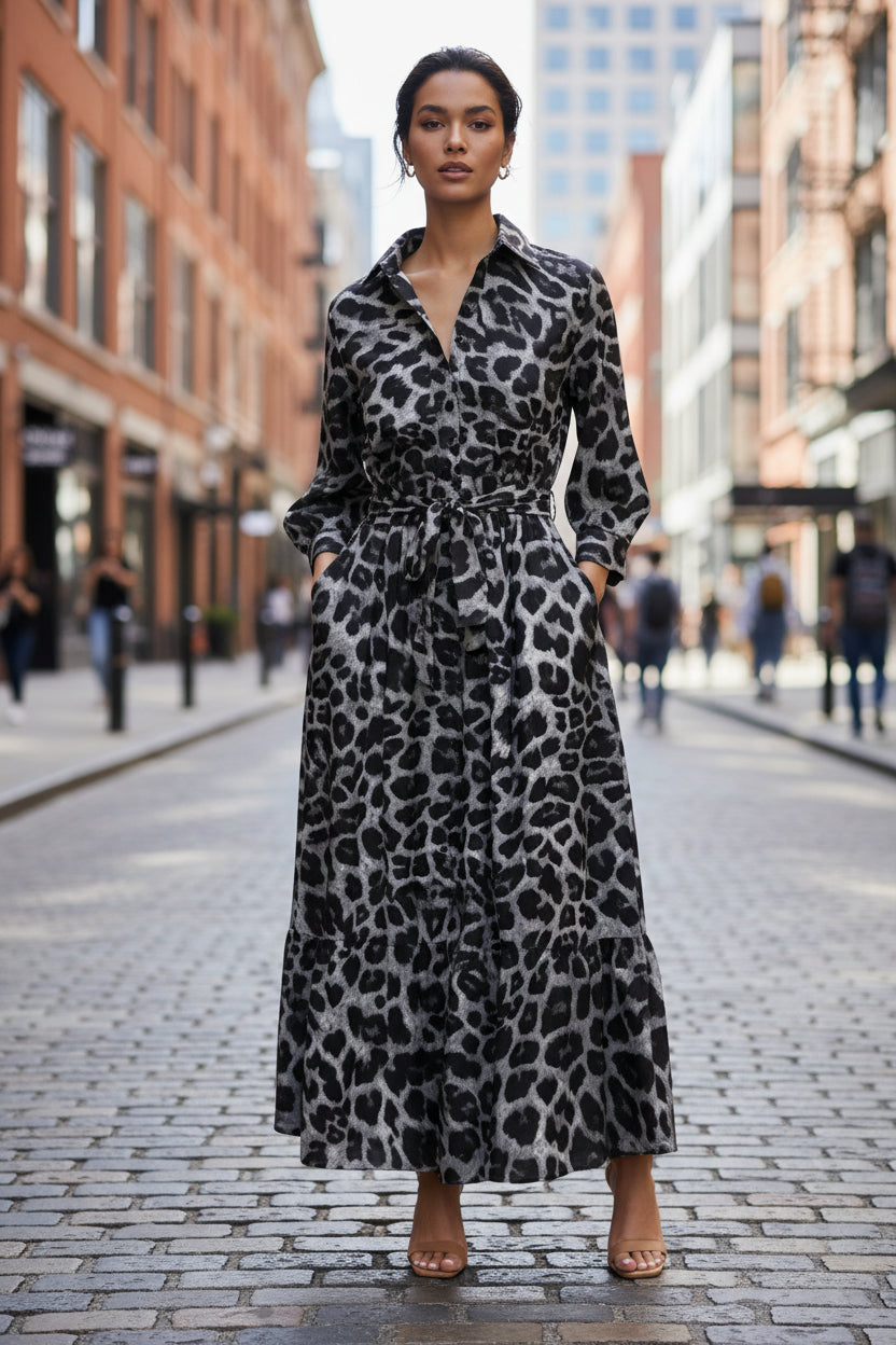 Leopard Print Maxi Dress - Modestly Vogue 