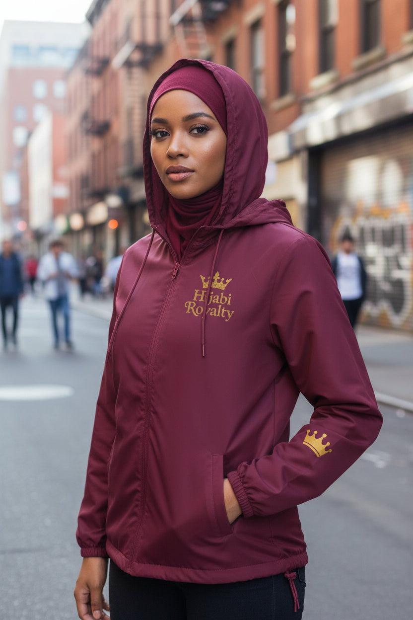 Hijabi Royalty™ Unisex Full-Zip Windbreaker Jacket - Modestly Vogue 