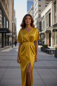 Satin Dress Ball Gown Satin  Maxi Dress - Modestly Vogue 