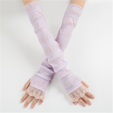 Sun Protection Gloves Women's Extended UV Protection Ice Silk Arm Protector Sleeves - Modestly Vogue 