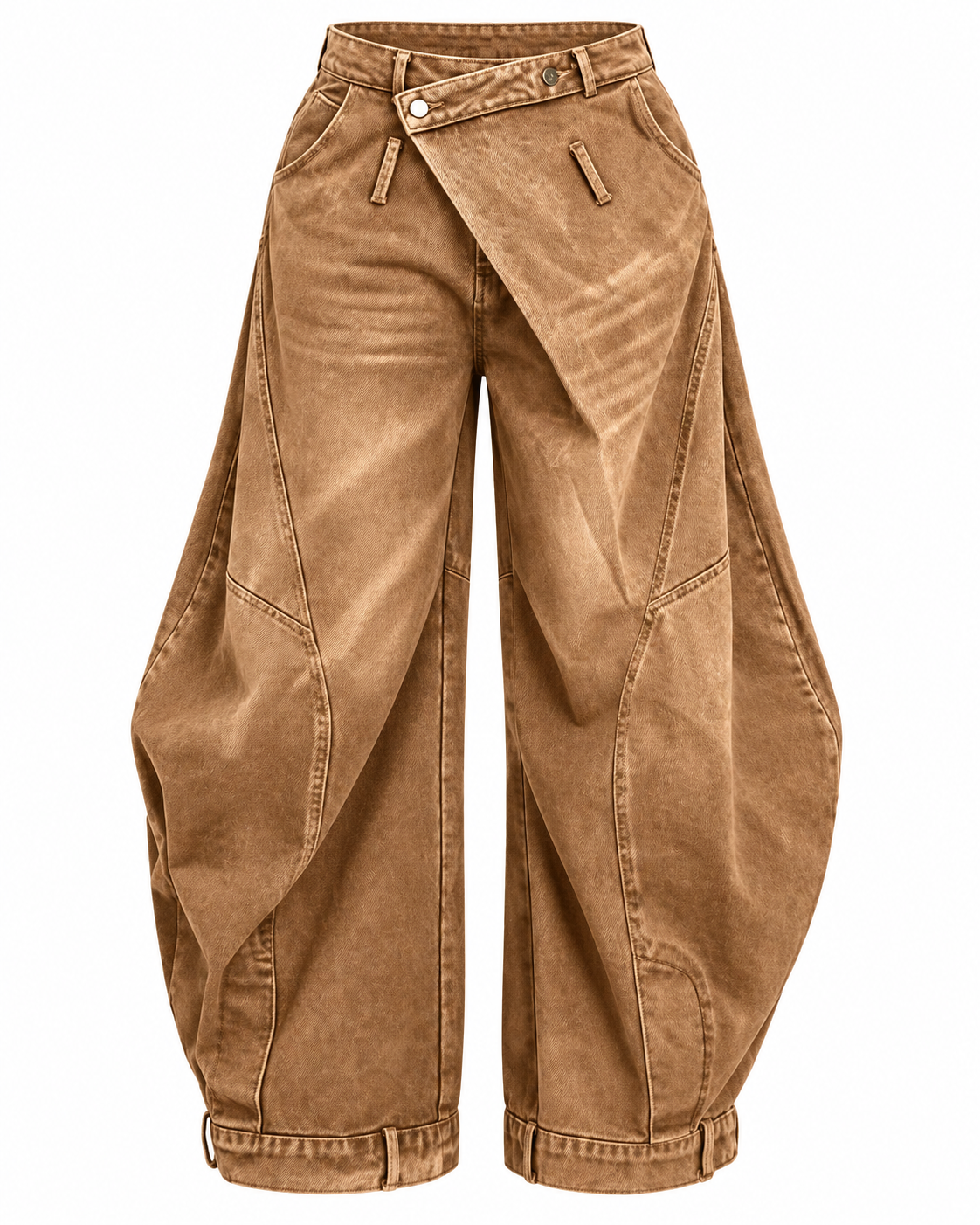 Washed Distressed Pocket Wide Loose Jeans Women