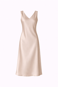 Women’s Sleeveless Satin Halter Midi Dress – Summer Style - Modestly Vogue 