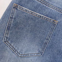 Women Clothing Autumn Magic Heavy Industry Metal Rivet White Pearl Straight Leg Denim