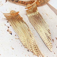 Gold Tassel Long Earrings - Modestly Vogue 