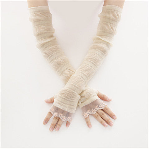 Sun Protection Gloves Women's Extended UV Protection Ice Silk Arm Protector Sleeves - Modestly Vogue 