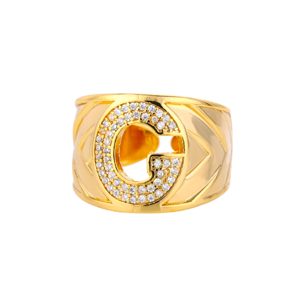 Personalized Gold Stone Initial Ring | Modestly Vogue - Modestly Vogue 