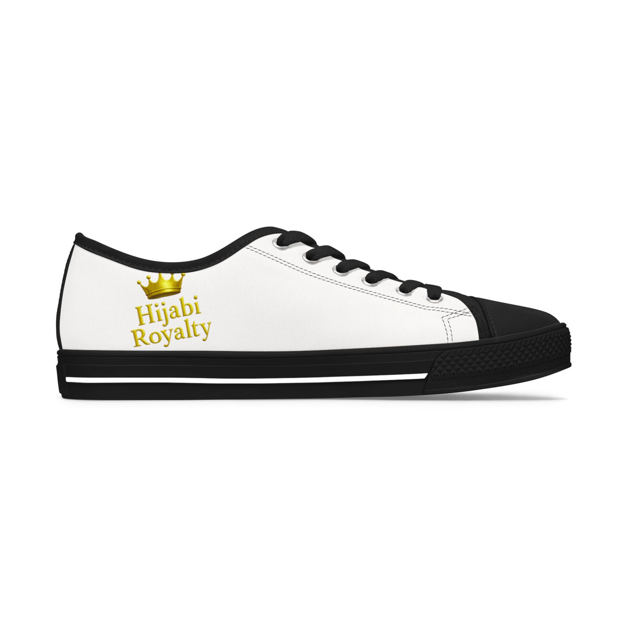 Black Low Top Sneakers — "Hijabi Royalty™ Muslimah Streetwear Classic Women's Canvas Trainers
